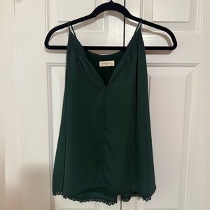 Sophie Rue Deep Green Lace-Hem Camisole
